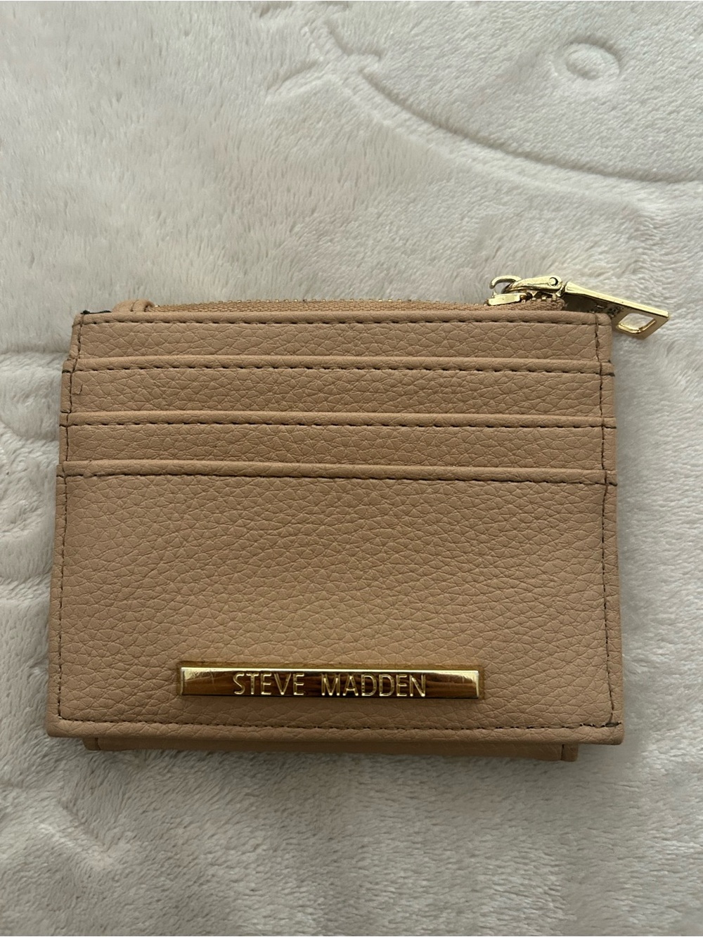 Steve Madden Tan Card Holder with Gold Accent